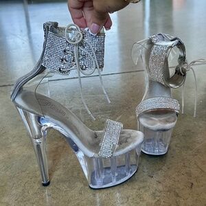 Pleaser heels with rhinestones